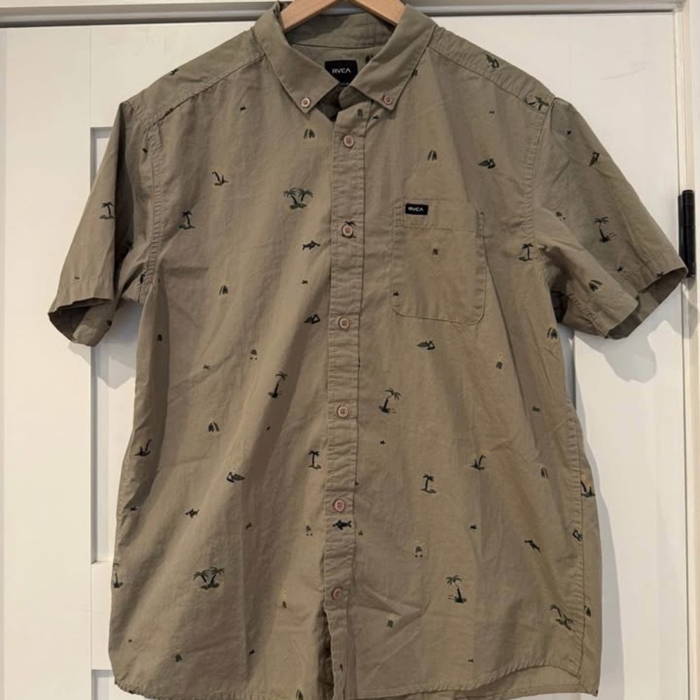 RVCA Men's Button Up Short Sleeve Shirt